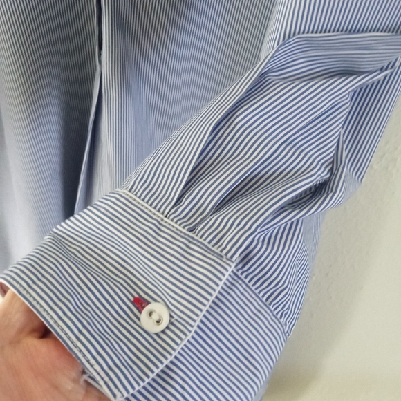 Mer Sea Coastal Blue Pin Stripe  Essential Shirt Dress | L/XL - Picture 5 of 11